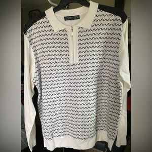LUXTON Pullover Sweater, Men’s size XL, 7” zip up front, White color